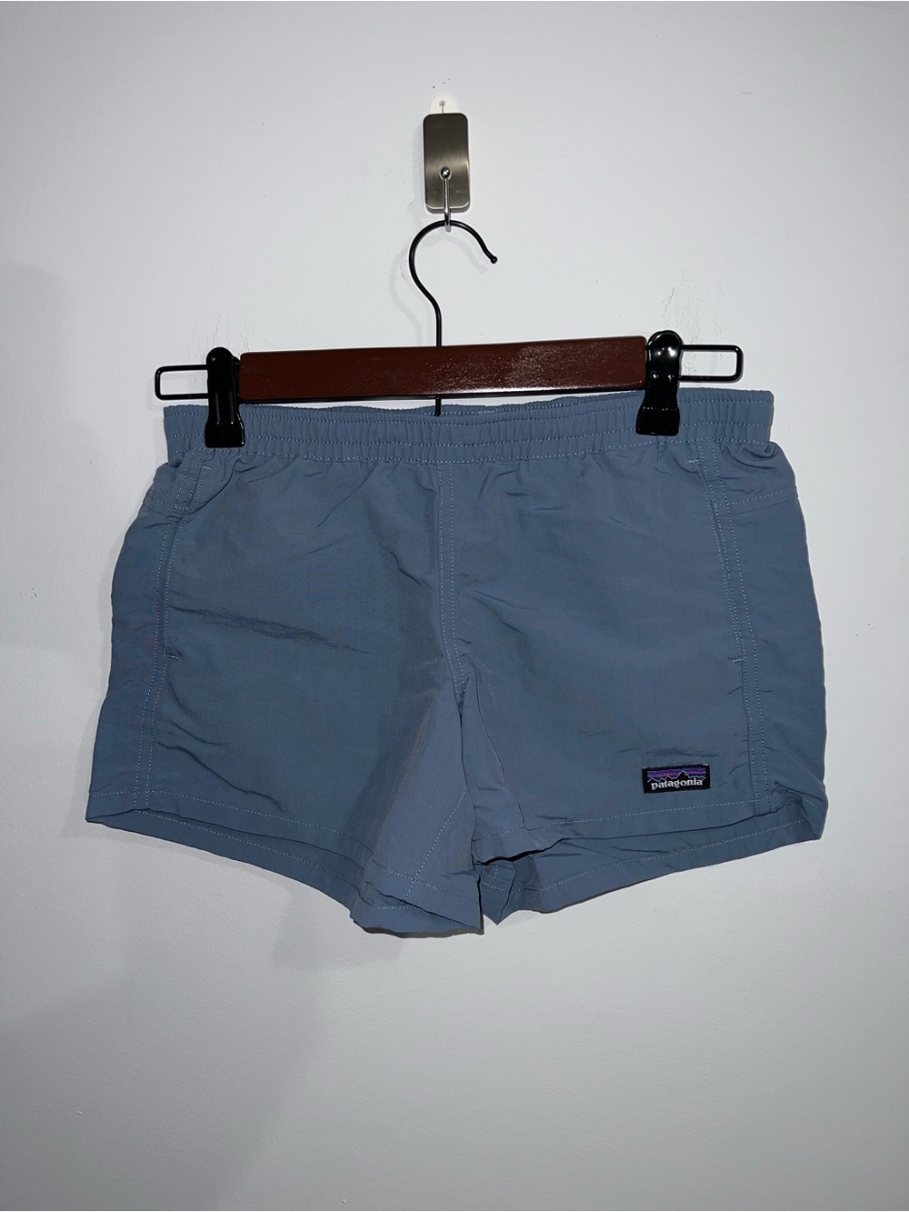 Patagonia Girl’s Unlined Baggies Shorts Smolder Blue Blue Grey Size XL/14